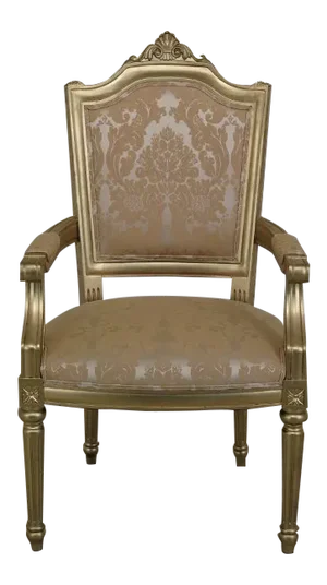 1990s French Louis XV Style Gold Decorated Open Arm Chair