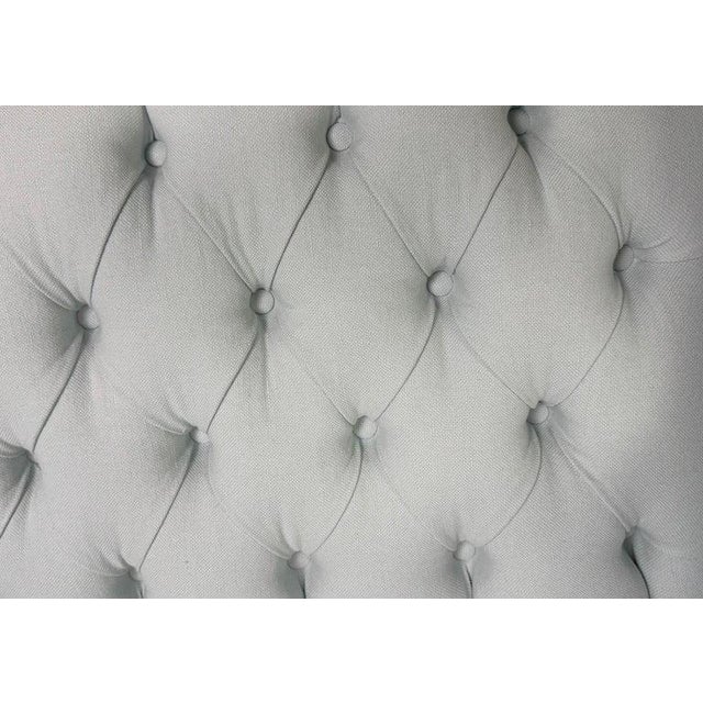 Pair of Louis XV Style French Bergères – Pale Blue Linen For Sale - Image 14 of 15