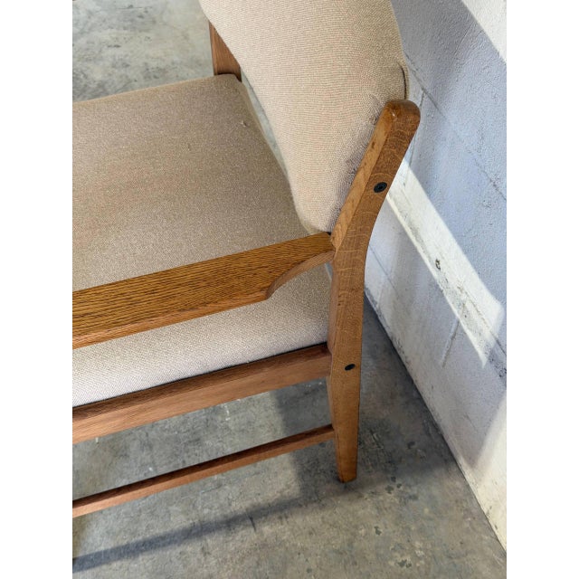 Gray Oak Armchair With Upholstered Seat Danish Mid-Century Modern Vintage For Sale - Image 8 of 11