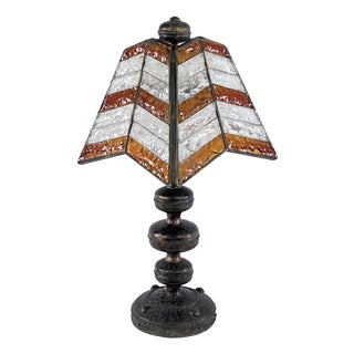 Large Brutalist Thick Glass and Metal Table Lamp by Longobard, Italy, 1970s For Sale