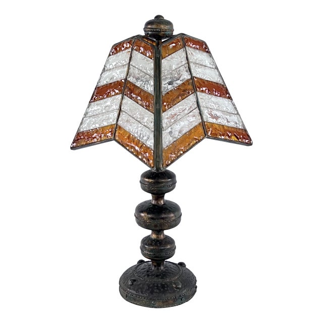 Large Brutalist Thick Glass and Metal Table Lamp by Longobard, Italy, 1970s For Sale