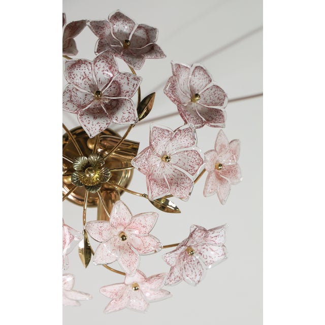 Vintage Murano Ceiling Light Pink Flowers, 1970s For Sale - Image 10 of 13