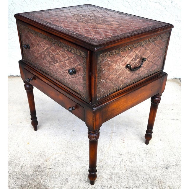 Theodore Alexander Leather Wrapped Side Accent Table For Sale - Image 15 of 17