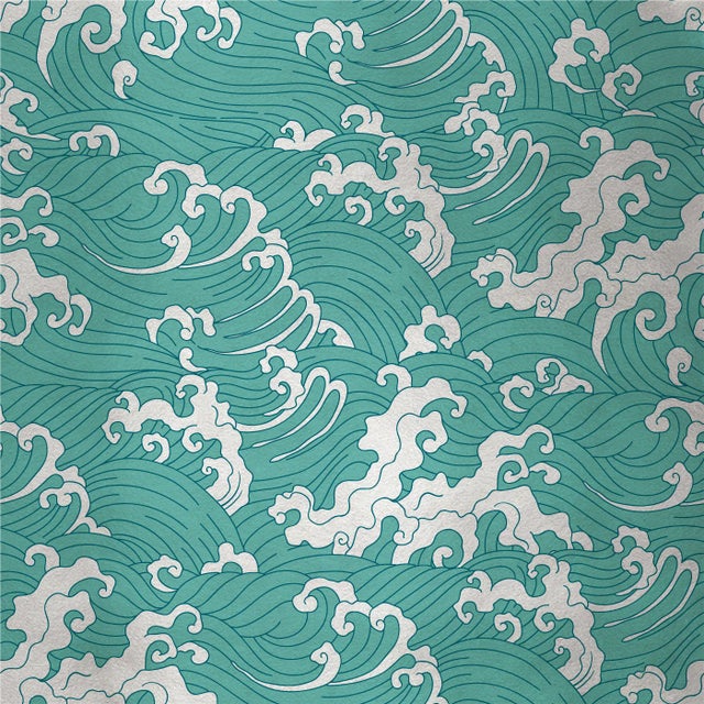 Contemporary Waves Fabric Wallcovering by Chiara Mennini for Midsummer-Milano For Sale - Image 3 of 3