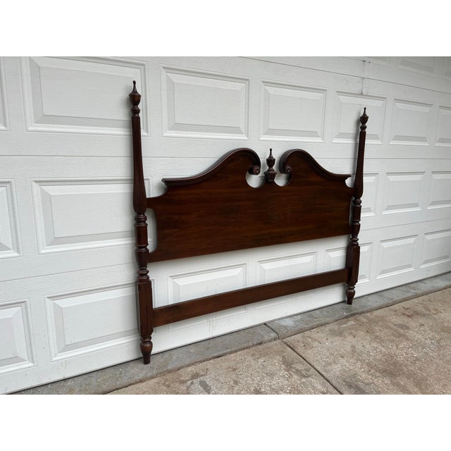 Ethan Allen 1970s Ethan Allen Georgian Court Queen Cherry 4-Poster Headboard For Sale - Image 4 of 12