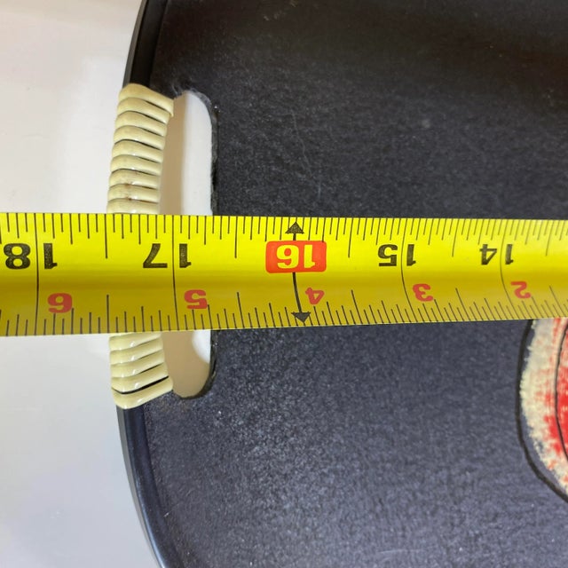 Vintage Mid-Century Modern Fiberboard Serving Tray With Wrapped Handles Italian Wine and Pears hand painted Excellent...