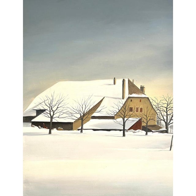 Claude Sauthier, Savoie in Winter, Oil on Wood, 1970s For Sale - Image 9 of 9