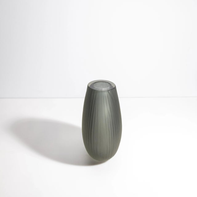 Modern Hand Blown Murano Canetto Vase in Grey Large For Sale - Image 3 of 12