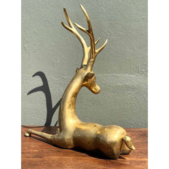 Vintage Brass Deer Sculpture For Sale - Image 12 of 16
