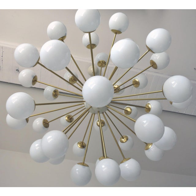 Italian 21st Century Nova Polished Brass Glossy White Murano Sputnik Chandelier by Fabio LTD For Sale - Image 3 of 6