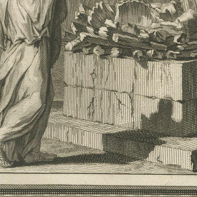 Pieter Mortier, Obadiah Hides the Prophets and Elijah on Mount Carmel, 1700, Engraving For Sale - Image 4 of 12