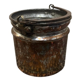 Vintage Copper Pot Kettle With Swing Handle Plant Holder For Sale