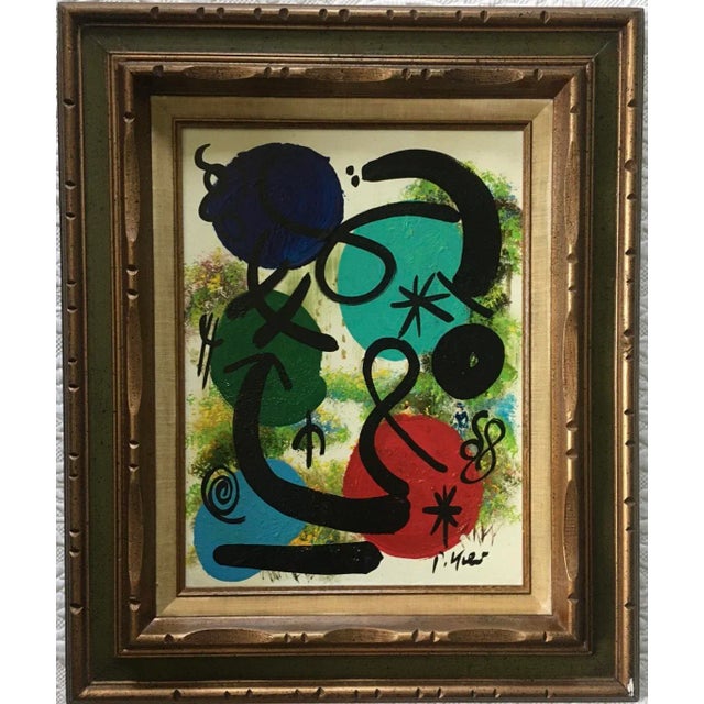 1970s Miróvian Style Abstract Acrylic Painting by Peter Keil, Framed For Sale - Image 6 of 6