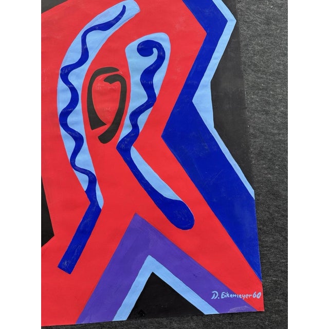Eikemeyer Dagobert, Abstract Modernist Garish, 1960, Oil on Canvas For Sale - Image 7 of 13