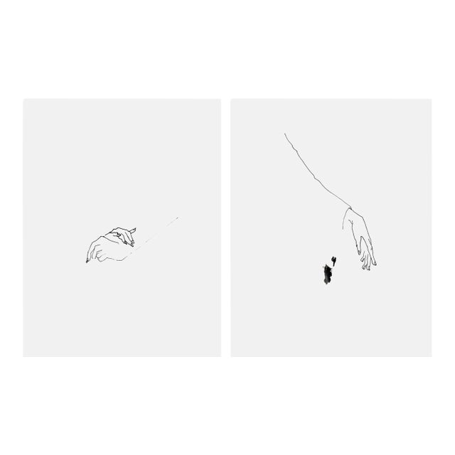 "Hands" Original Set of Two Ink Drawings by Yuki Osada For Sale