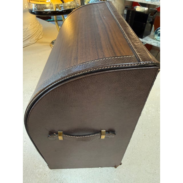 Brown Vintage Gucci Leather and Wood Bar Box / Bottle Case For Sale - Image 8 of 12