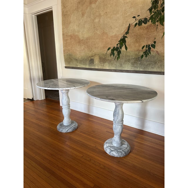 White Vintage Italian Carrara Marble Bistro Tables For Sale - Image 8 of 8