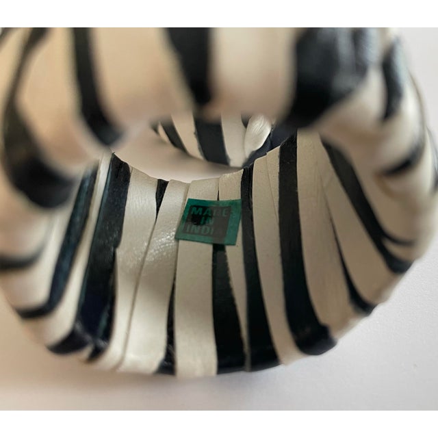 Nautical Late 20th Century Striped Leather Napkin Rings For Sale - Image 3 of 4