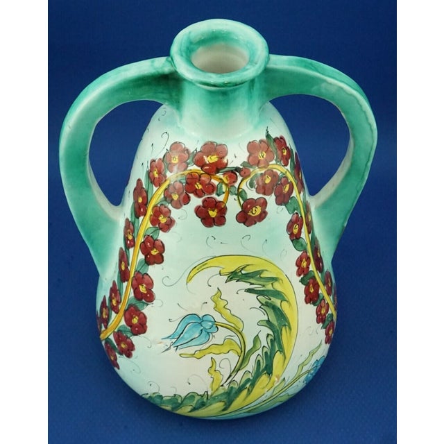 Italian Majolica Ceramic Vase with Flowers by Pisapia, 1960s For Sale - Image 9 of 18