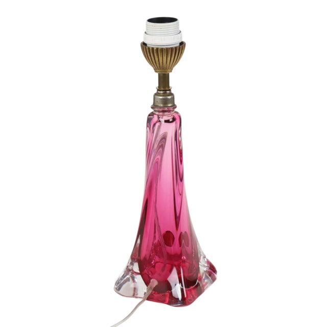 Pink Purple and Pink Crystal Table Lamp from Val Saint Lambert, 1960s For Sale - Image 8 of 14