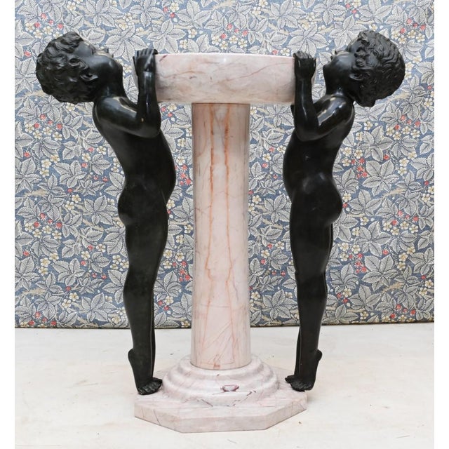 Art Deco Water Font Bird Fountain in Marble and Bronze, 1930s For Sale - Image 3 of 13