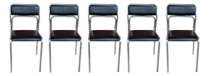 Bauhaus Chrome and Faux Leather Dining Chairs, 1980s, Set of 5