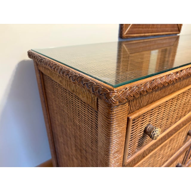 Wood 1980s Henry Link Triple Dresser and Mirror For Sale - Image 7 of 10