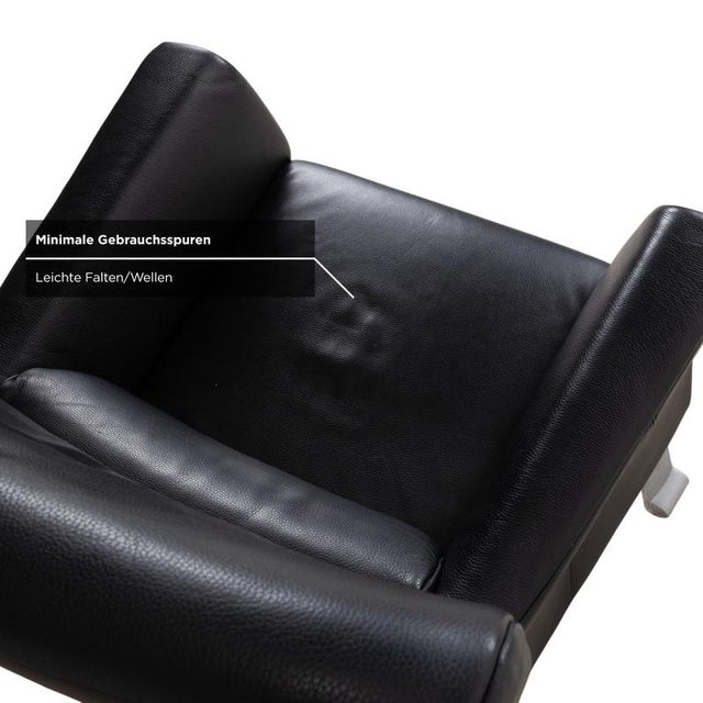 Set of Model 322 Armchair and Ottoman in Black Leather from Rolf Benz For Sale - Image 10 of 18