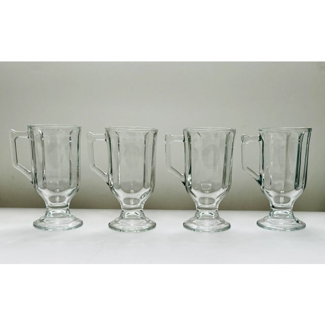 Indiana Glass Company Late 20th Century Indiana Glass Optic Glass Irish Coffee Mugs- Set of 4 For Sale - Image 4 of 13