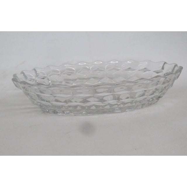 Mid 20th Century Fostoria American Line Clear Glass Dish With Cube Pattern Serving Bowl 4829b For Sale - Image 5 of 14