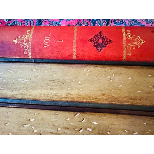 Wood Vintage Italian Tooled Leather Stacked Book Side Table For Sale - Image 7 of 17