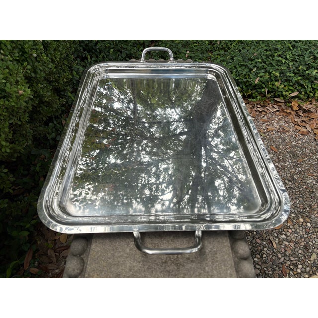 Pair of Italian Silver Plate Trays by Sambonet For Sale - Image 10 of 13