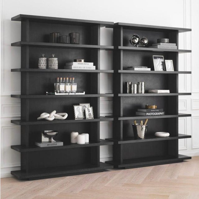 Cabinet in charcoal grey oak veneer. Its clean, contemporary structure provides space to store and display books,...