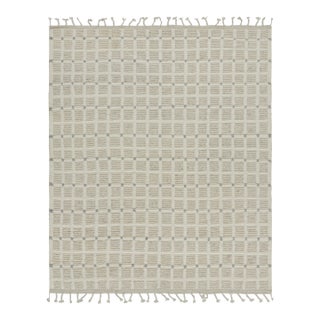 Rug & Kilim’s Modern Rug with White Cream Grid Geometric Patterns - 12x16 For Sale