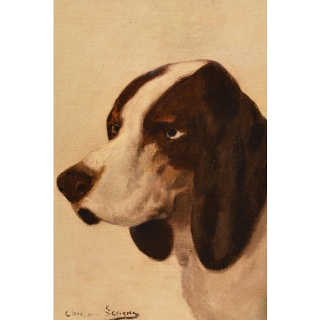 Théodore Lévigne, Portraits with Hunting Dogs, 19th Century, Oil Painting on Canvas, Framed For Sale - Image 3 of 9