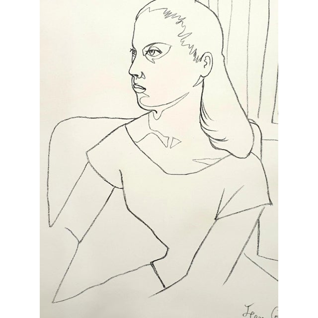 Jean Cocteau Jean Cocteau, Young Girl, Lithograph, 1956 For Sale - Image 4 of 9