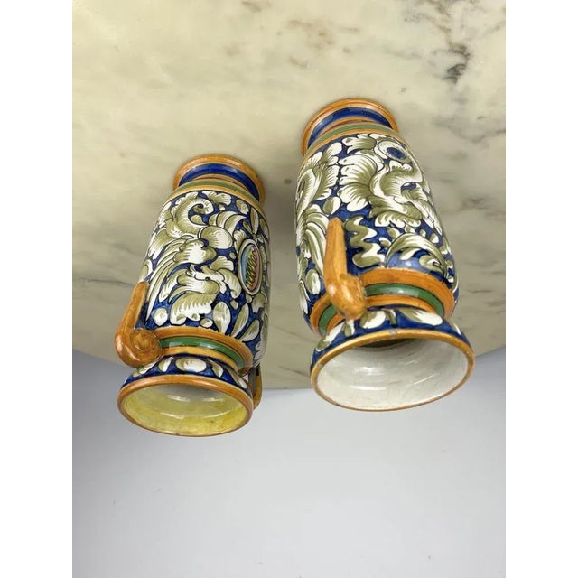 1980s Painted and Handmade Ceramic Amphoraes of Caltagirone, 1980s, Set of 2 For Sale - Image 5 of 9