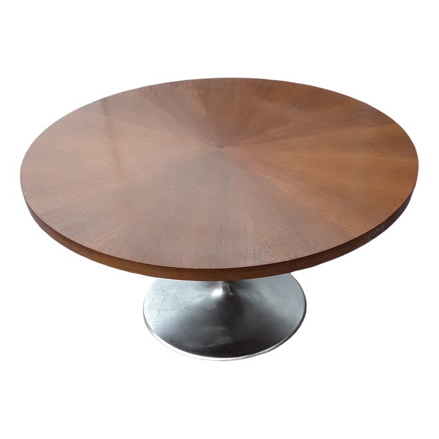 Vintage Round Coffee Table With Chromed Aluminum Stand, 1960s For Sale