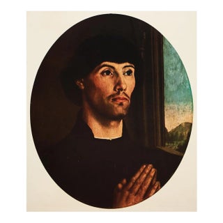 1956 After Hugo Van Der Goes "Portrait of a Man", Vintage Full-Color Print For Sale