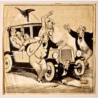 Gabriele Galantara, Escape and Fear, Early 20th Century, Ink on Paper For Sale
