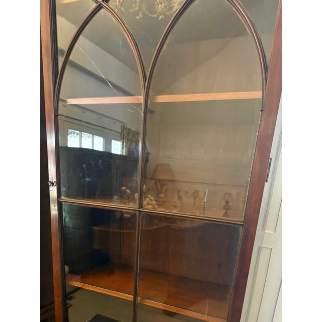 Antique Regency Mahogany Inlaid Astragal Glazed Library Bookcases, 1820, Set of 2 For Sale - Image 13 of 17