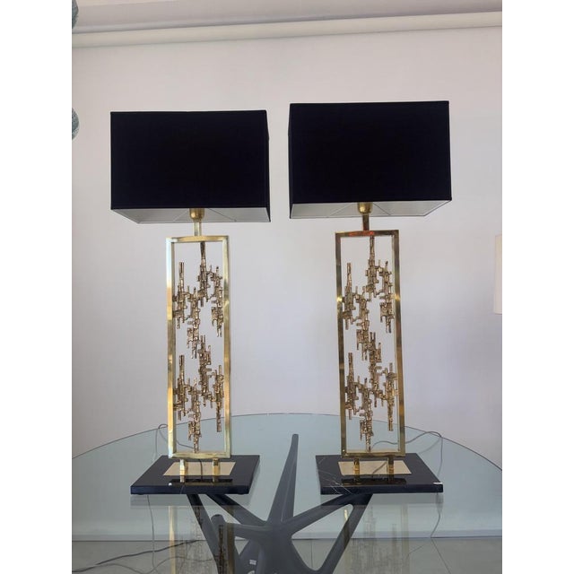 Brass and Marble Table Lamps, 1980s, Set of 2 For Sale - Image 4 of 12