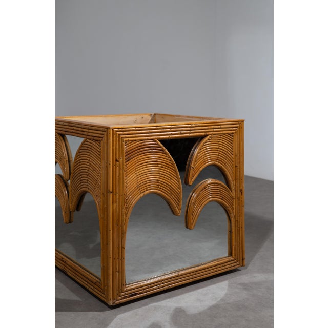 Large Bamboo and Glass Planter by G.E G. Perri for Vivai del Sud, 1970s For Sale - Image 6 of 9