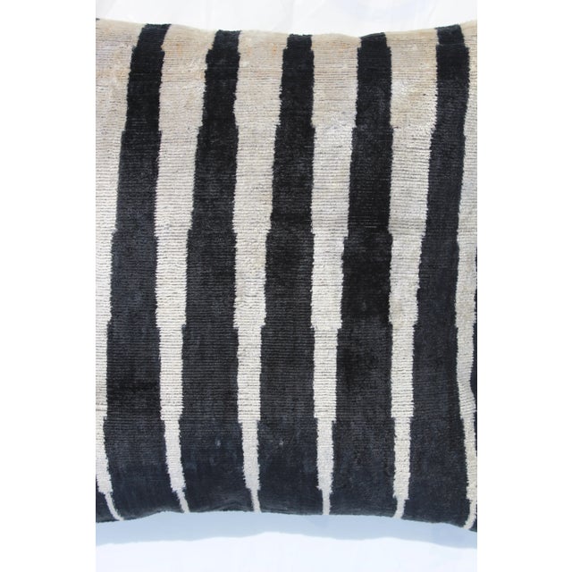 Bohemian silk velvet ikat pillow with vibrant colors of Black & white Super hand soft. Pillow has a zipper for closure...