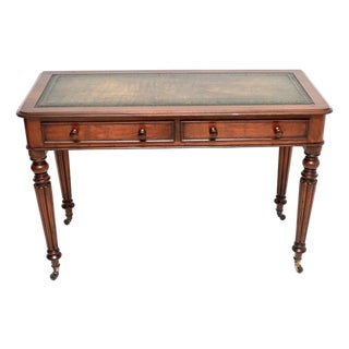 Antique Victorian Leather Top Writing Table, 1850s For Sale