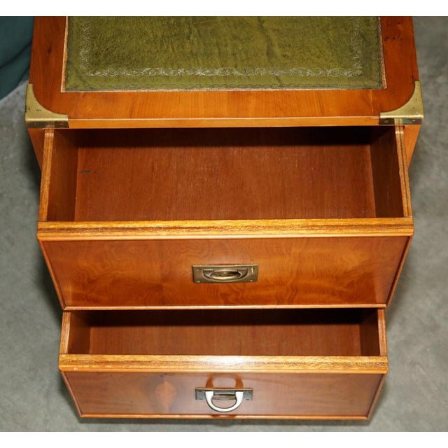 Military Campaign Side Tables with Green Leather, Set of 2 For Sale - Image 11 of 18