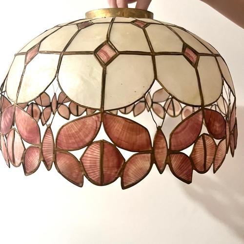 Metal Vintage Capiz Lampshade with Butterfly Detailing For Sale - Image 7 of 13