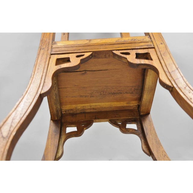 Vintage French Art Nouveau Style Carved Teak Pedestal Plant Stand Side Table For Sale - Image 15 of 18