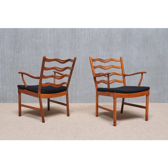 1940s Model 1755 Armchairs by Ole Wanscher for Fritz Hansen, Denmark, 1940s, Set of 2 For Sale - Image 5 of 18