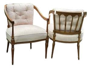 Vintage Regency Louis XVI Armchairs - A Pair